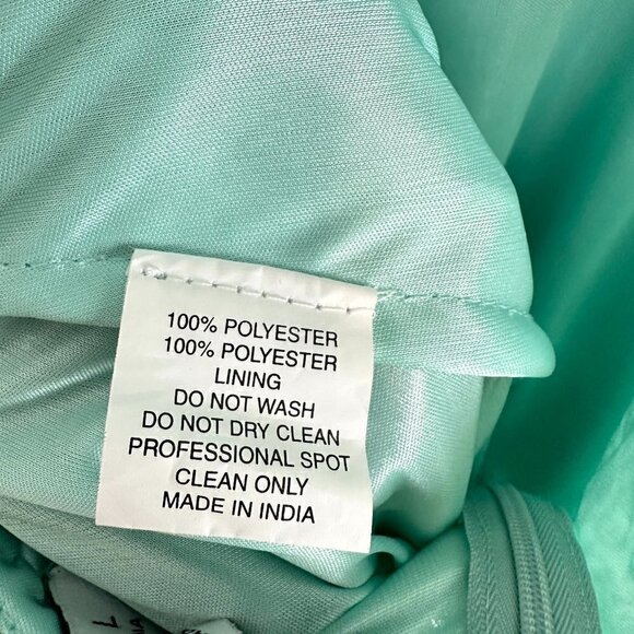 MAC DUGGAL Sequined Faux Wrap Cut Out Puff Sleeve Gown in Soft Mint Size US 4 - Picture 6 of 11